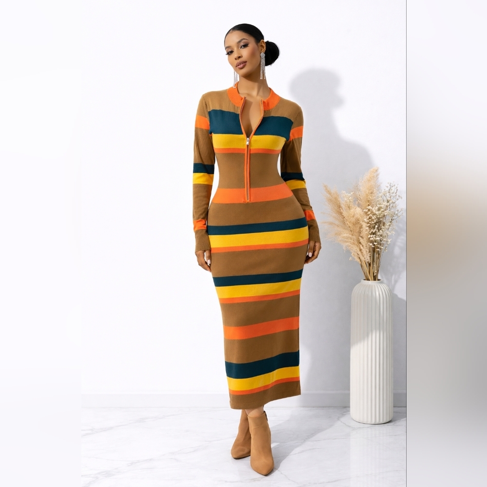 Striped Multicolor Bodycon Dress